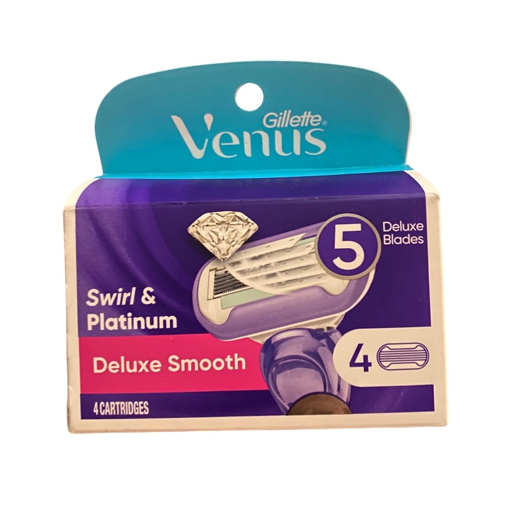 Gillette Venus Deluxe Smooth Swirl & Platinum Womens Razor 5-Blade 4 Refills NEW